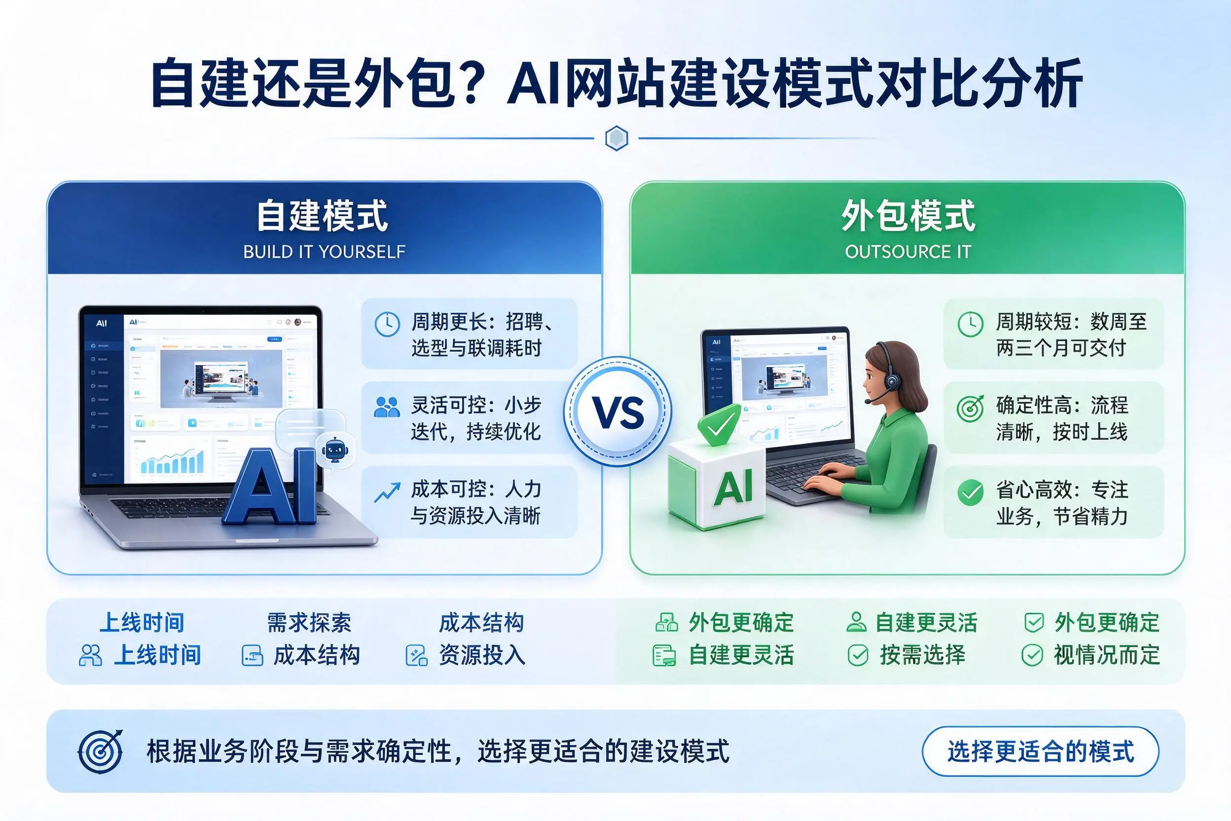 自建还是外包?北屯AI网站建设模式对比分析